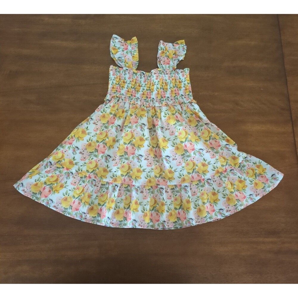 Janie and Jack The Emily Floral Smocked Sundress yellow floral size NEW Tags 4T
